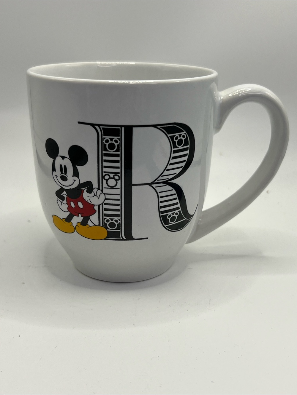 Disney Ceramic Mug with Mickey Mouse and Black Monogram R